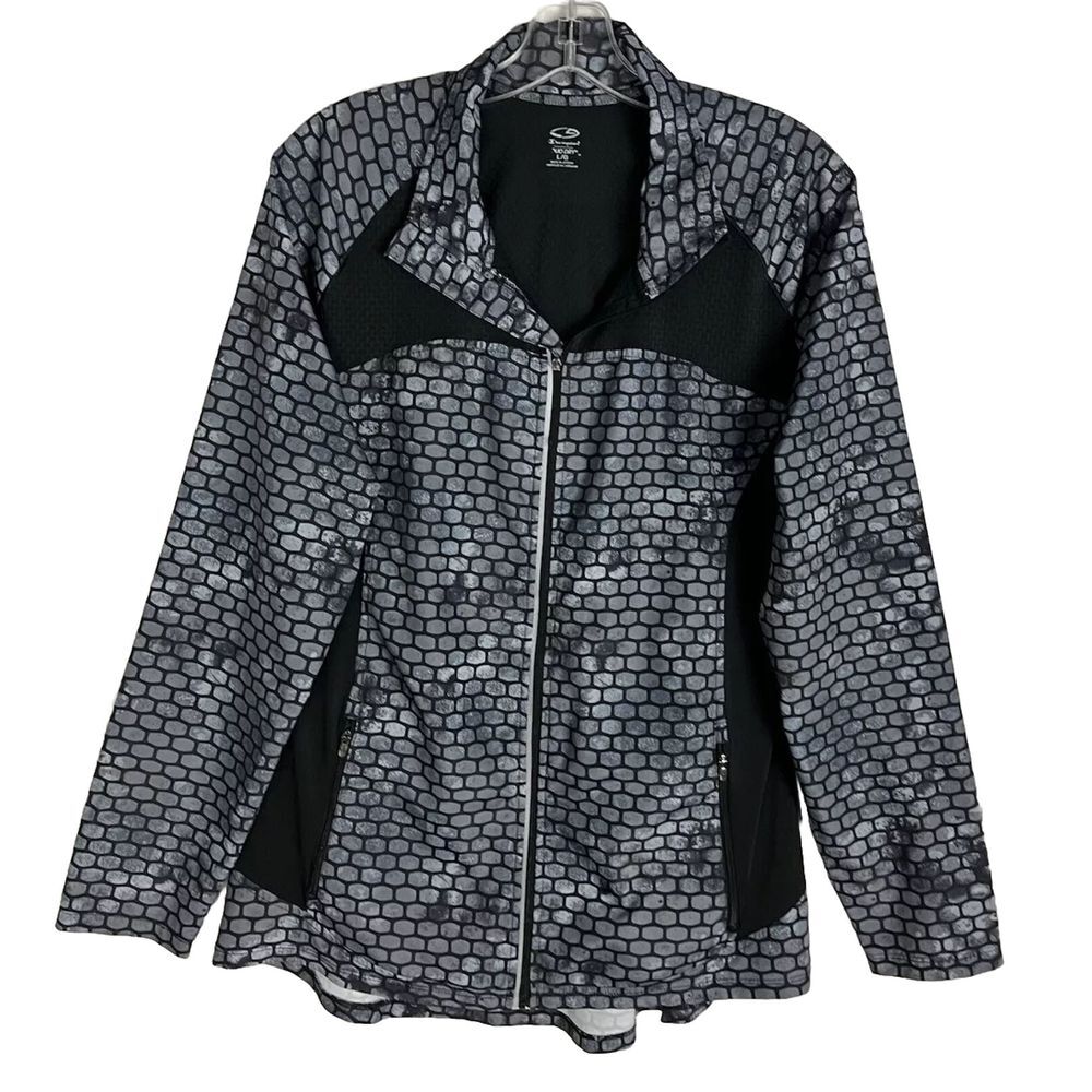 Champion Duo Dry Sport Jacket Sz L Long sleeve Full zip Gray Charcoal Pockets‎
